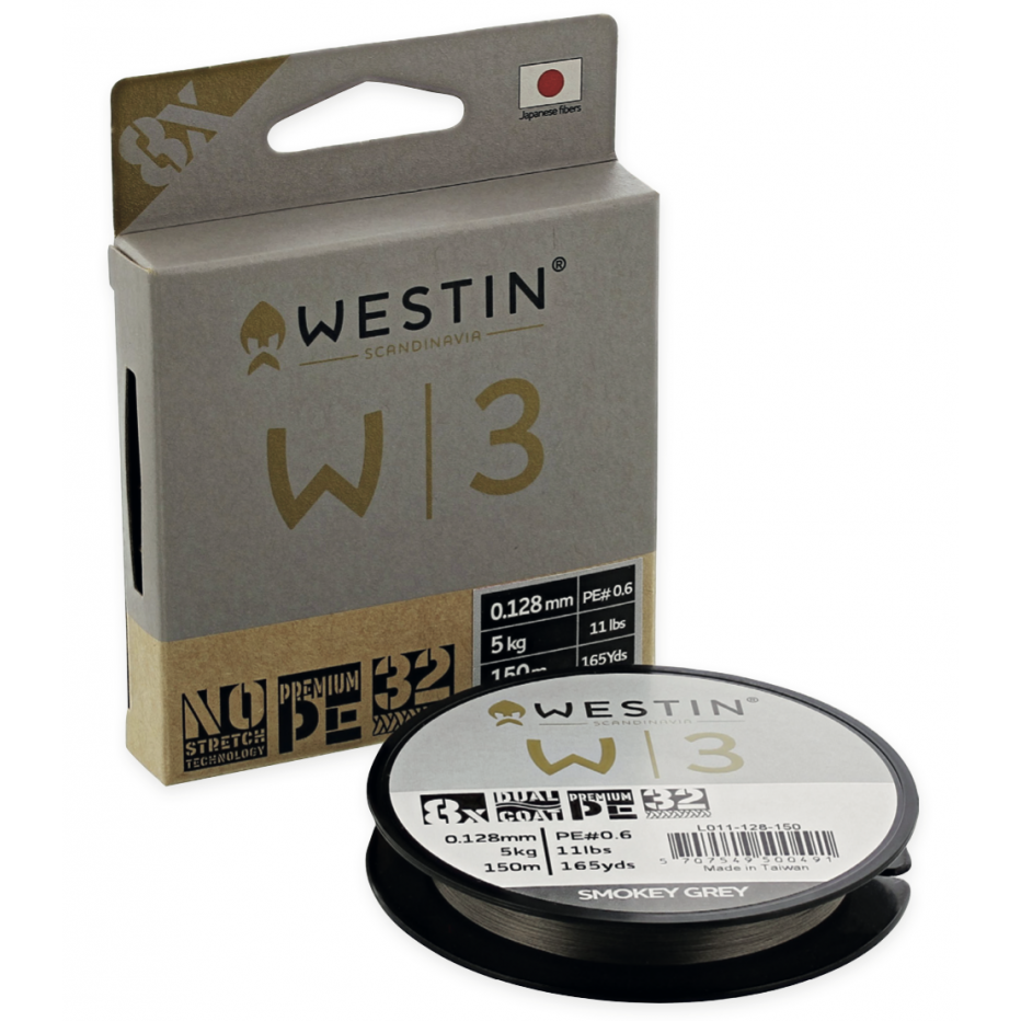 Geflochtene Angelschnur Westin W3 8 Geflecht Smokey Grey 150m