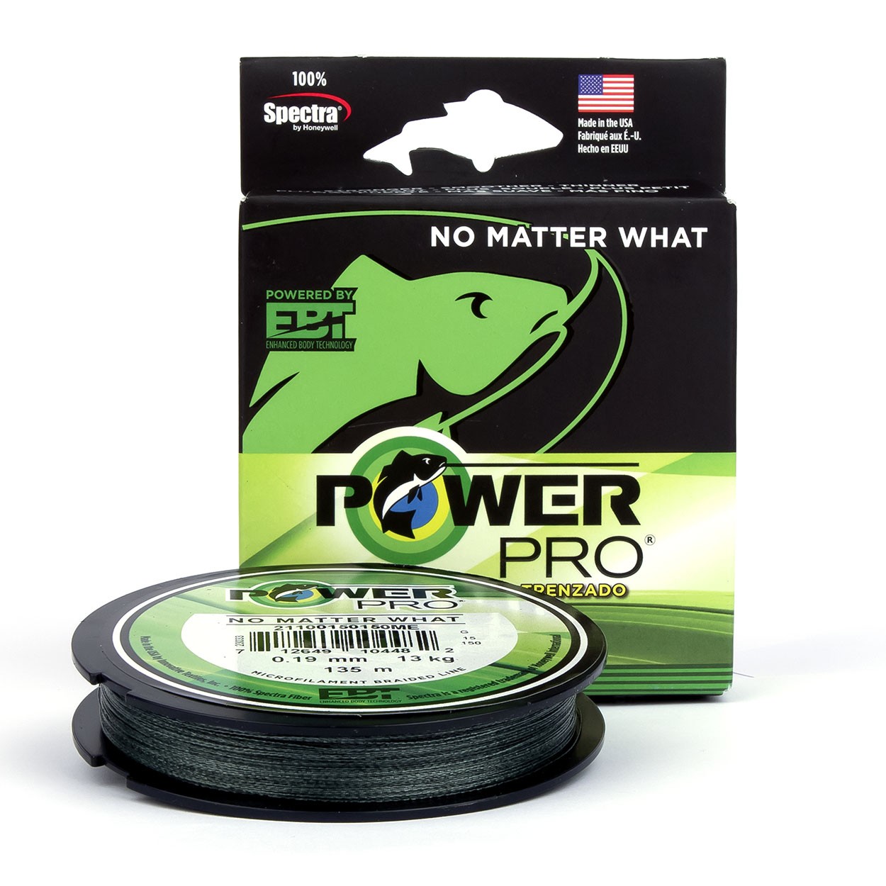  Tresse Power Pro Verte - Bobine 135m : diam&egrave;tre nylon - 10/100