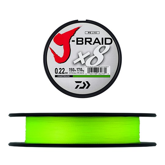 Geflochtene Angelschnur Daiwa J Braid X8 Chartreuse 300m