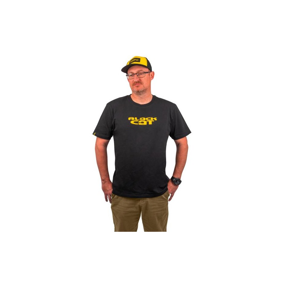 T-Shirt Black Cat Logo Schwarz
