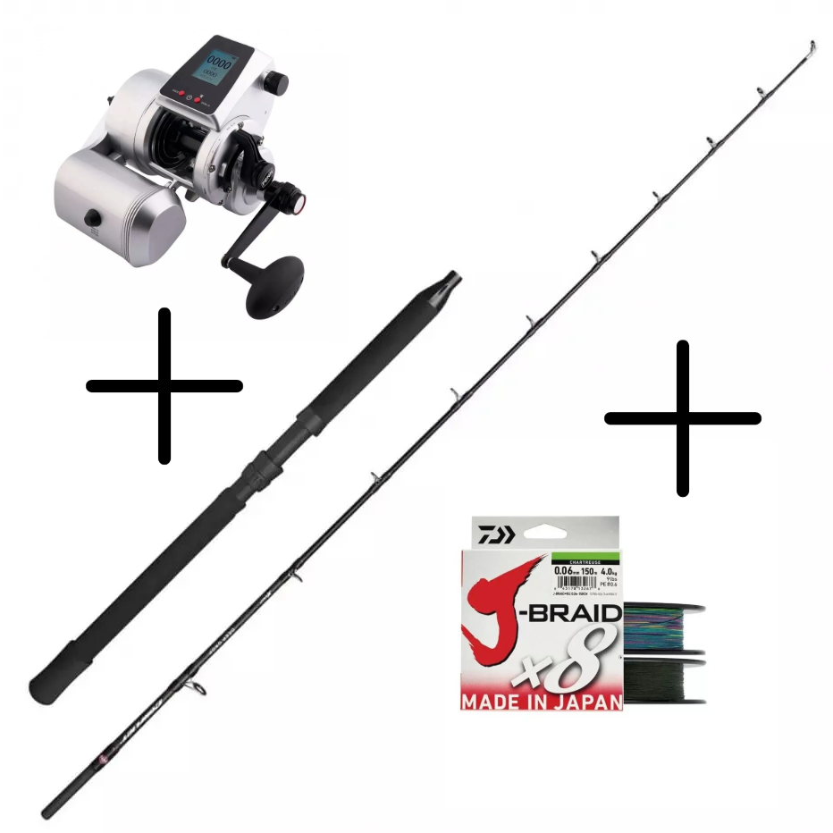 Kit de pêche Penn Fathom & Conflict Deep Drop avec Tresse Daiwa 1500m