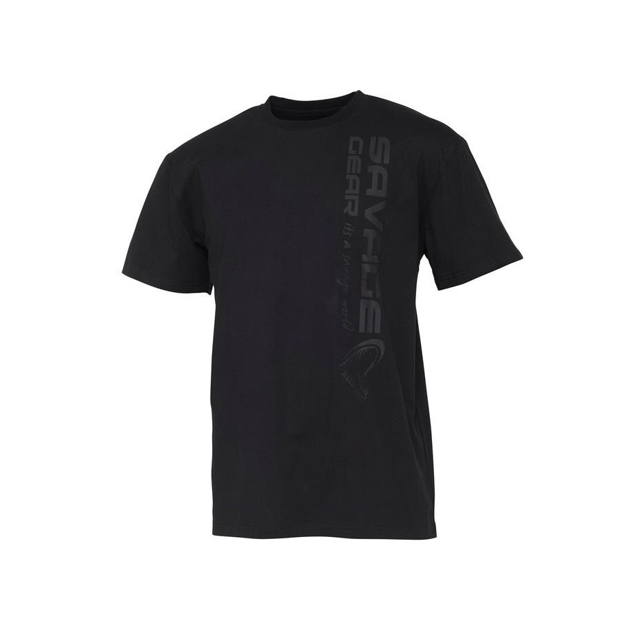 Camiseta de hombre Savage Gear Vertical Logo Tee Negra