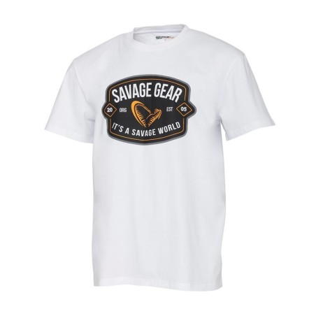 Camiseta para hombre Savage Gear Badge Logo Tee White