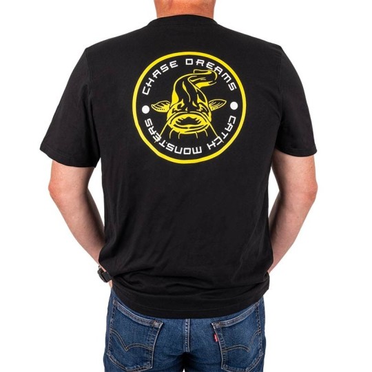 T-Shirt Black Cat Chase Dreams - Noir