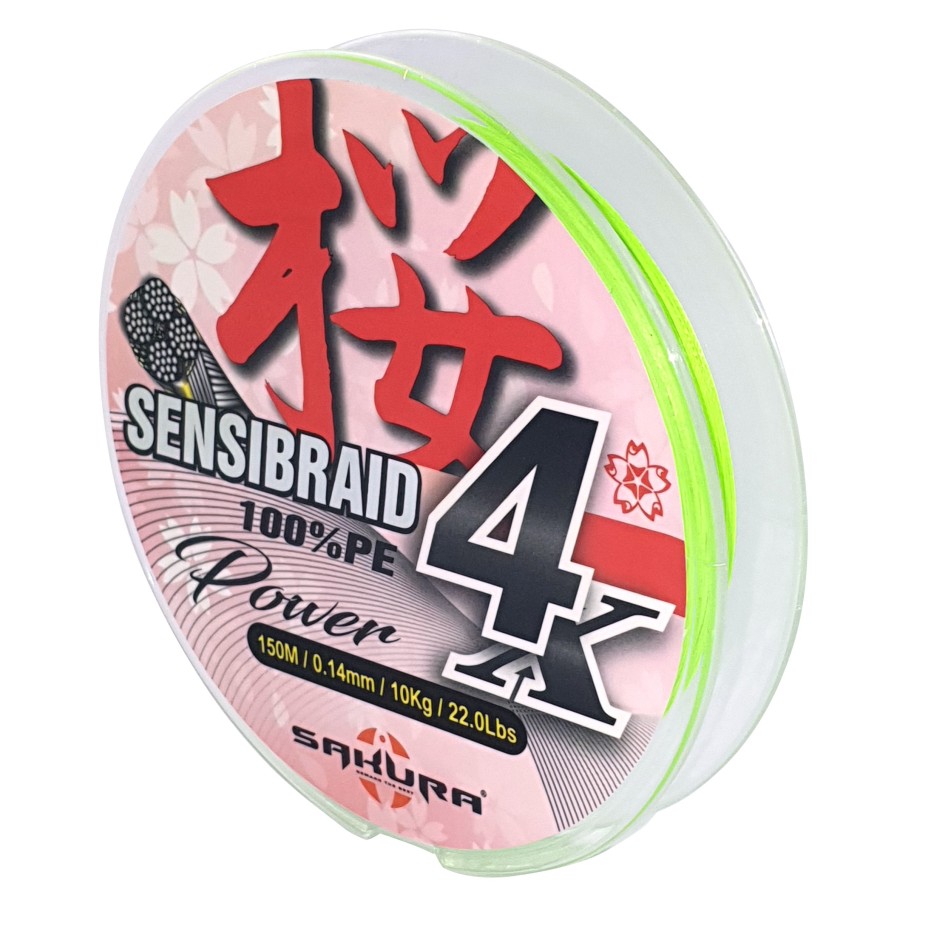 Braid Sakura Sensibraid 4X Chartreuse - 150m