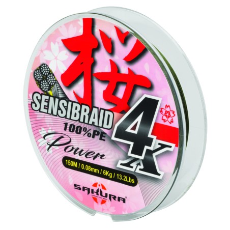 Hilo Trenzado Sakura Sensibraid 4 Verde - Bobina 150m