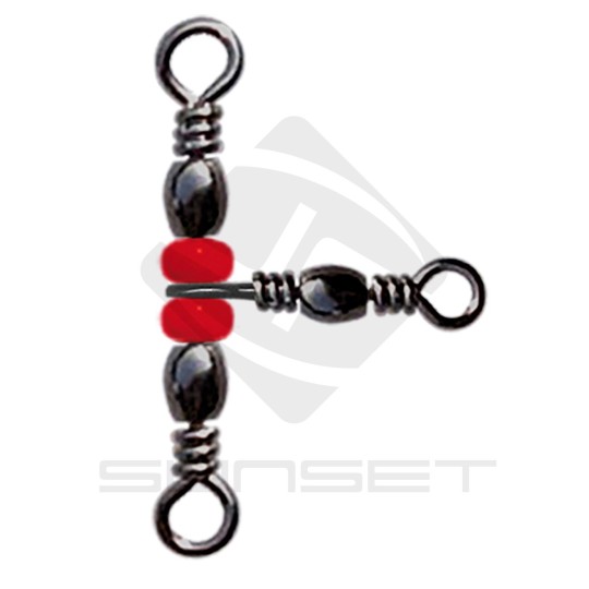 Emerillón rotativo Sunset St-S-1706 - Anodizado negro, perlas rojas