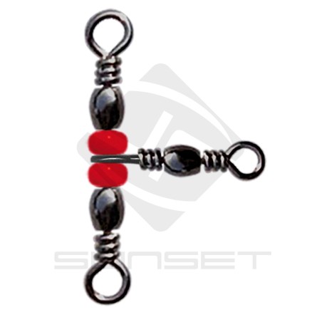 Emerillon rotatif Sunset St-S-1706 - Anodisé noir, perles rouges