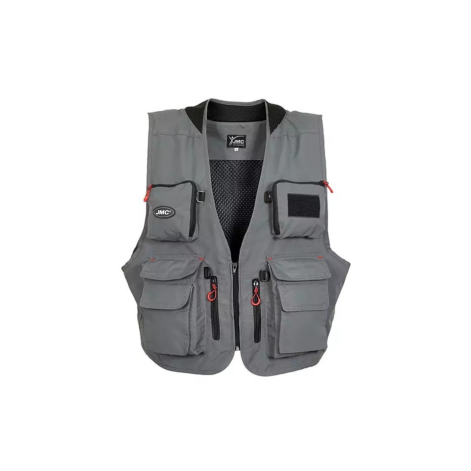 JMC Tradition V2 Fishing Vest – 12 Pockets, Landing Net Holder
