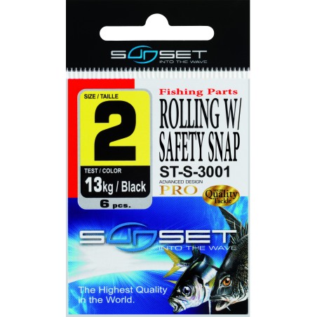 Emerillon Agrafe Sunset Rolling W/ Safety Snap - Anodisé