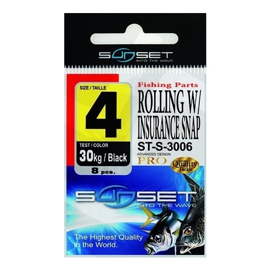 Emerillón grapa Sunset Rolling W/ Insurance Snap - Hasta 55kg