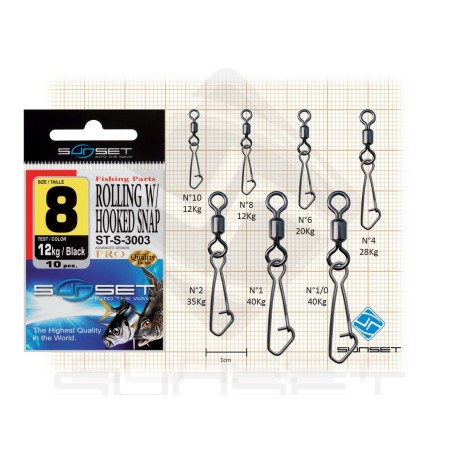 Swivel Clip Sunset Rolling W/ Hooked Snap ST-S-3003
