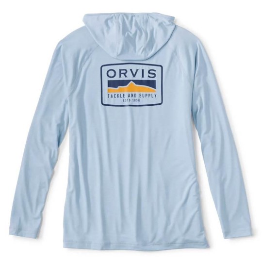 Orvis Dricast Logo Blue Fog Hoodie Sweatshirt - UPF 50+