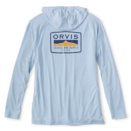 Sudadera con capucha Orvis Dricast Logo Blue Fog - UPF 50+
