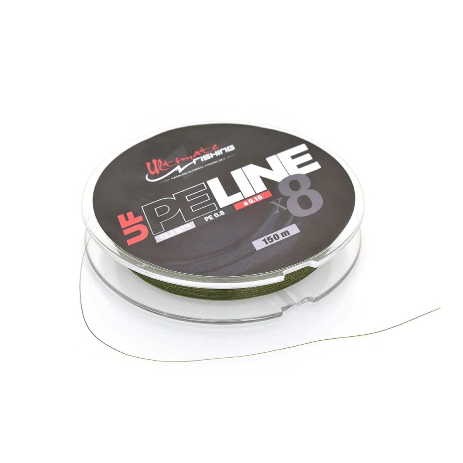 Geflochtene Angelschnur Ultimate Fishing PE Line X8 Grün - Spule 150m