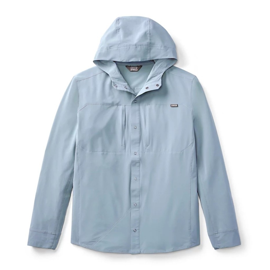Orvis Pro Sonnenstretch-Kapuzenpulli UPF50+ Bleigrau