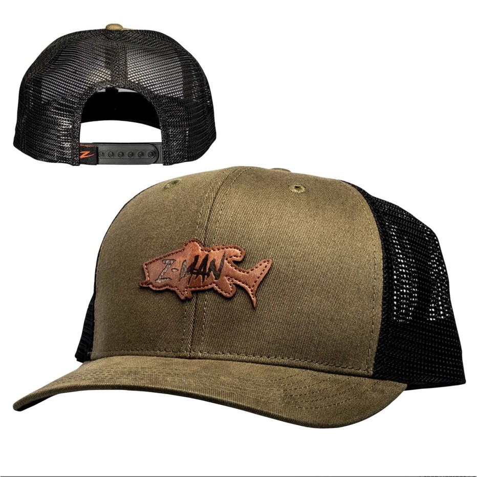 Gorra Trucker Z-Man Kaki y Negro | Parche de Cuero