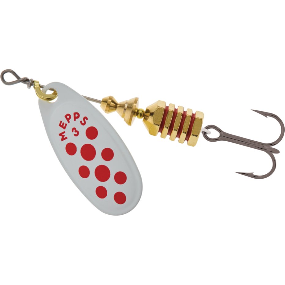 Cuiller Mepps Comet Blanc Points Rouges