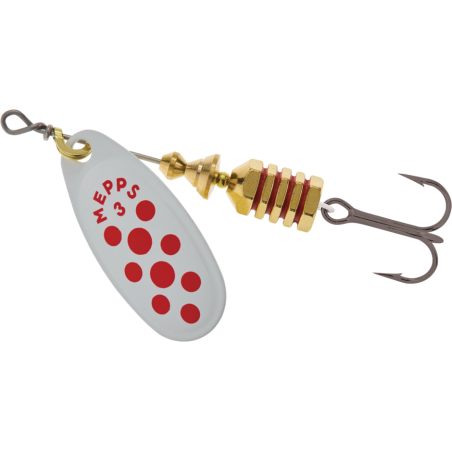 Cuiller Mepps Comet Blanc Points Rouges
