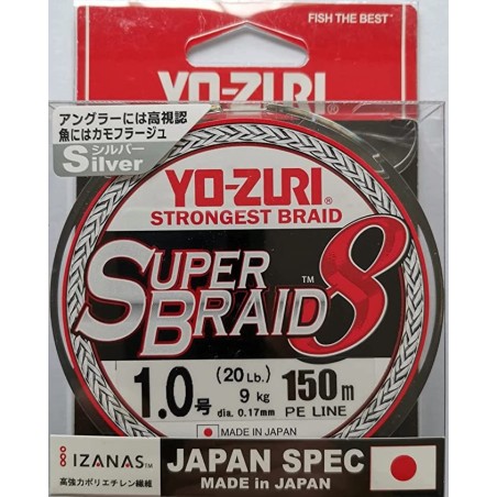Braid Yo-Zuri Super Braid 8X 150 m - Grey