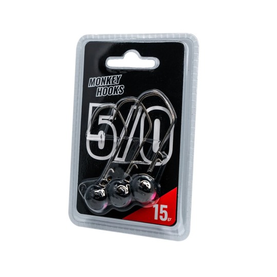 Cabeza plomada Monkey Lures Monkey Hook Black 5/0