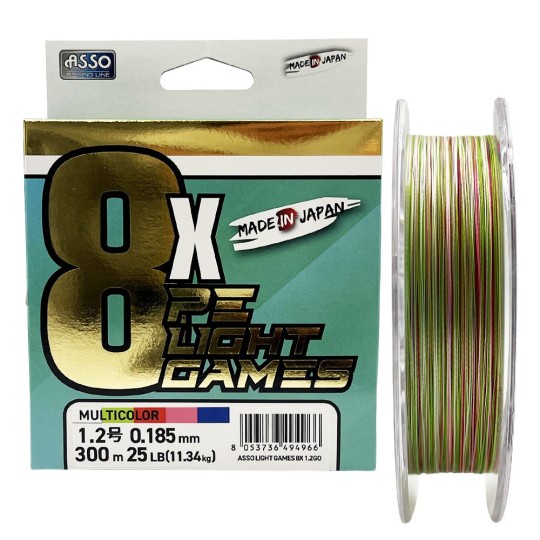 Tresse Asso Light Games 8X PE 600m - Multicolore