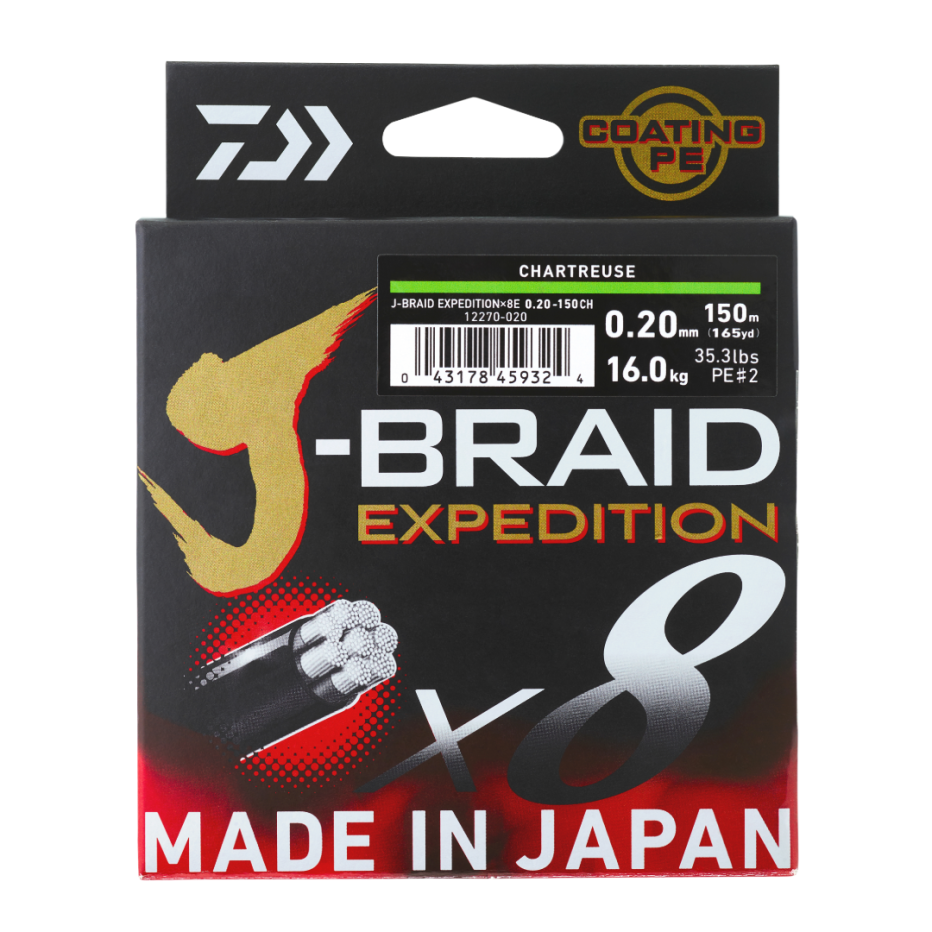 Braid Daiwa J-Braid Exp X8 Chartreuse 150m