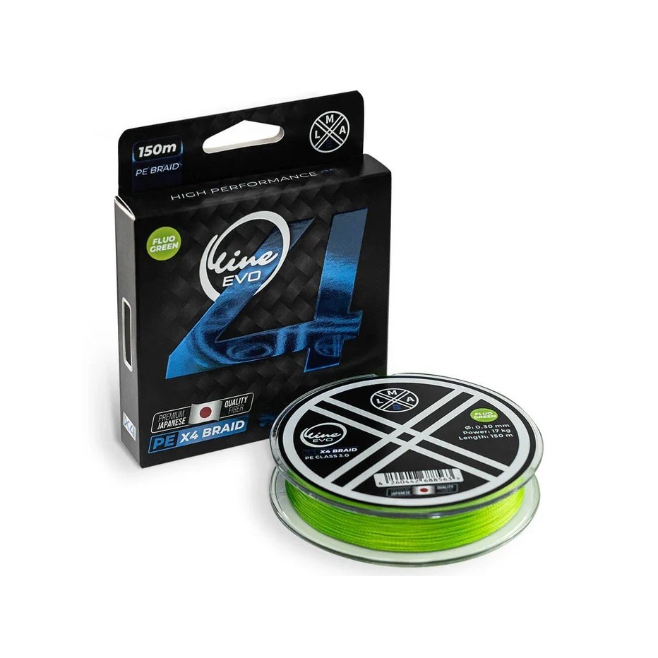 Tresse LMAB O-Line Evo 4X 150m Fluo Green| Haute visibilité