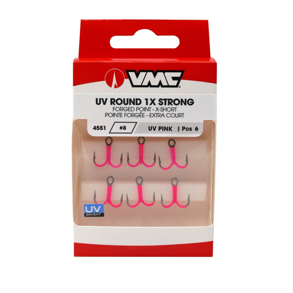 Hameçon Triple VMC 4551 UV Round 1X Rose
