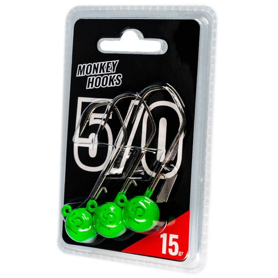 Cabeza plomada Monkey Lures Hook Verde 5/0
