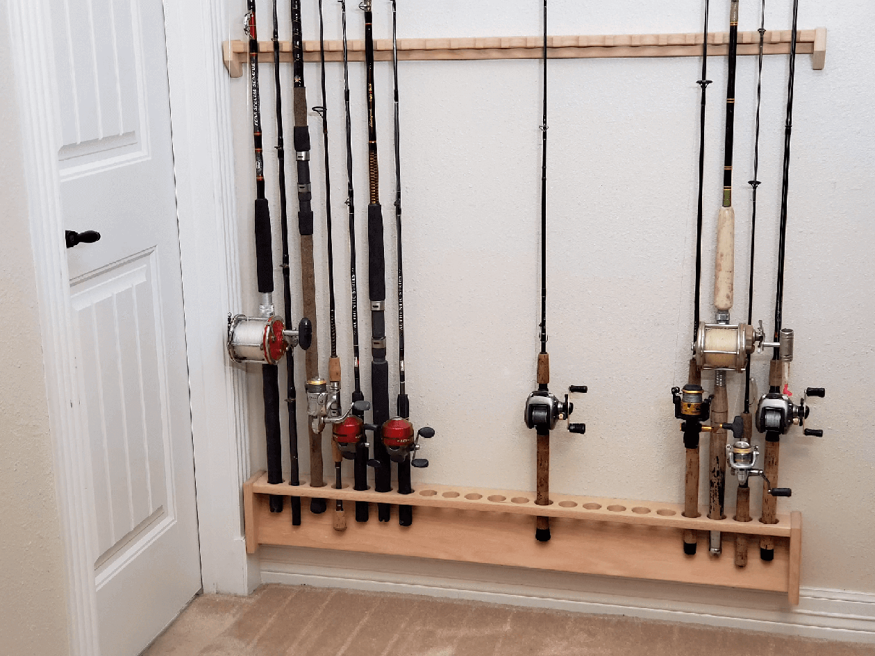rangement canne à pêche dans la maison